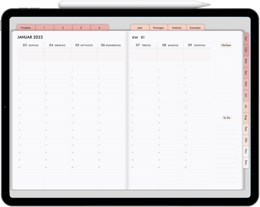 Digitaler Kalender für Goodnotes - perfekt fürs Tablet