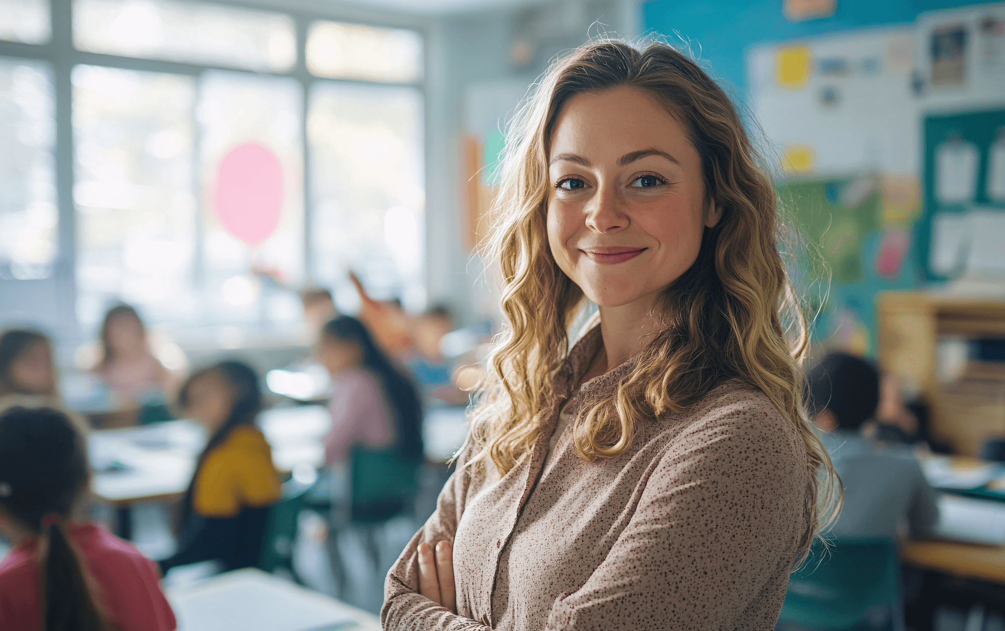 Lehrerin vor Klasse